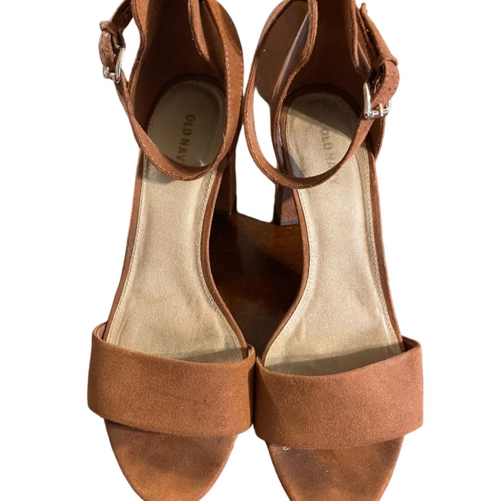Tan Strapped Open Toe Heels